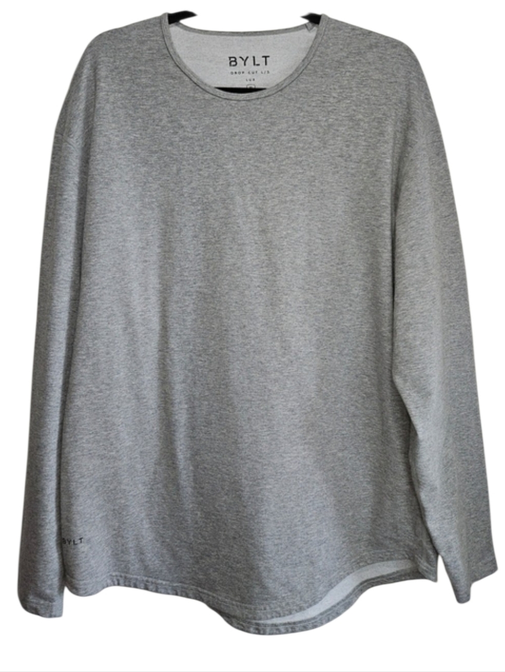BYLT Men's Long-Sleeve Crewneck Shirt Drop Cut Gray Extra Large XL